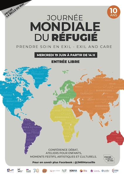 Affiche de la Journée mondiale du Réfugié ayant pour sujet Prendre soin en exil.